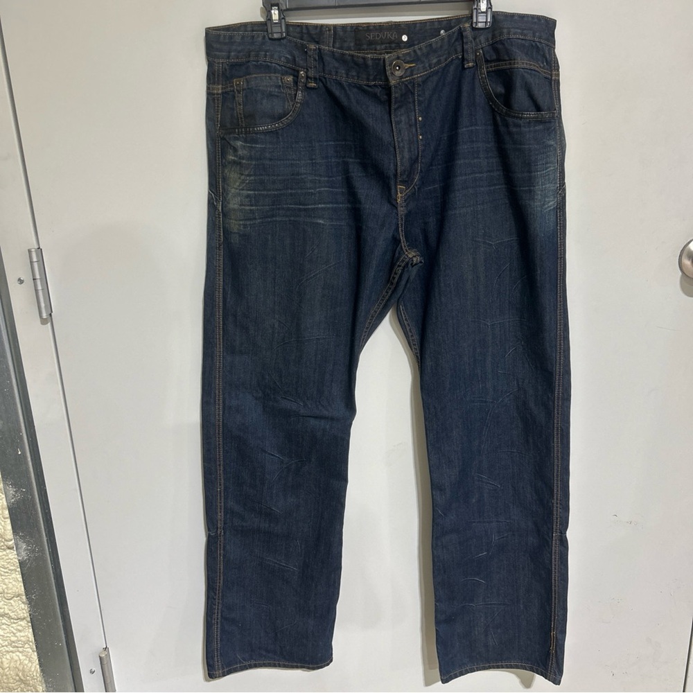 Seduka Mens Denim Cotton Blue Jeans Pants 44X34 #124190 100% cotton. 5 POCKET